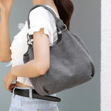 Canvas Women Shoulder Bag Multi-layer Pockets Casual Tote Shopping Hobos