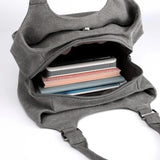 Canvas Women Shoulder Bag Multi-layer Pockets Casual Tote Shopping Hobos