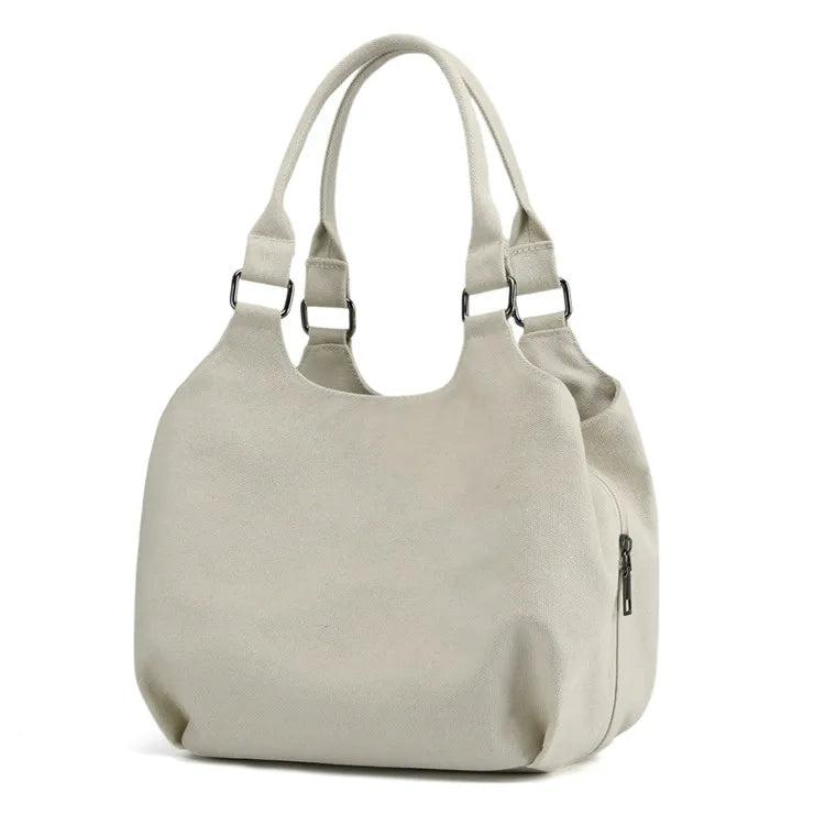 Canvas Women Shoulder Bag Multi-layer Pockets Casual Tote Shopping Hobos