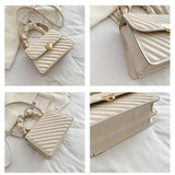 Stripes Women's Pleated Handle Square Shoulder Bag