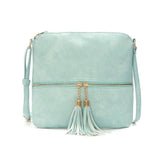 Casual Soft Leather Shoulder Bag with Tassel Messenger Crossbody Women Bag