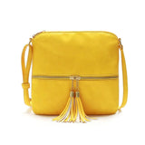 Casual Soft Leather Shoulder Bag with Tassel Messenger Crossbody Women Bag