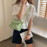 Vintage Pleated Shoulder Crossbody Bag for Women PU Leather