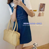 Women's Soft PU Leather Top-handle Bag Large Capacity Casual Tote Handbag