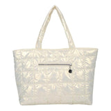 Women Quilted Lattice Shoulder Bag Vintage Solid Nylon Large Tote Handbags