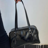 Retro Green Large Shoulder Bag Women PU Leather Tote Purse Handbags
