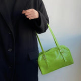 Retro Green Large Shoulder Bag Women PU Leather Tote Purse Handbags