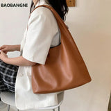 Retro Leather Tote Bag for College Students