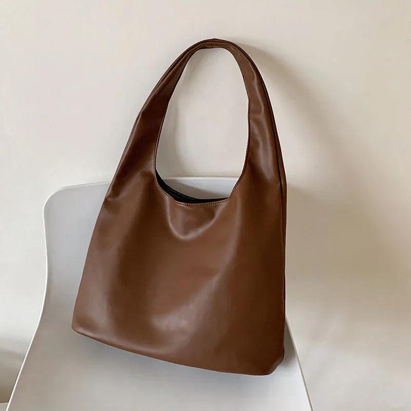 Retro Leather Tote Bag for College Students
