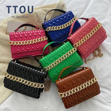 Women's Flap Shoulder Bag Small Leather Crossbody Metal Chain Clutch