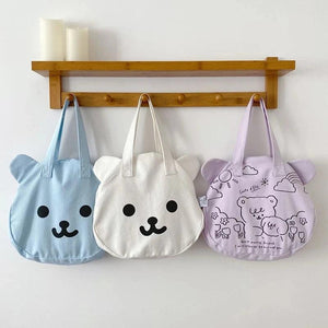 Women Bag Bear Head Double-Sided Back Shoulder Bag Large-Capacity School Bag