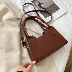 Women Daily PU Leather Crossbody Tote Bags Portable Solid Shoulder Handbag