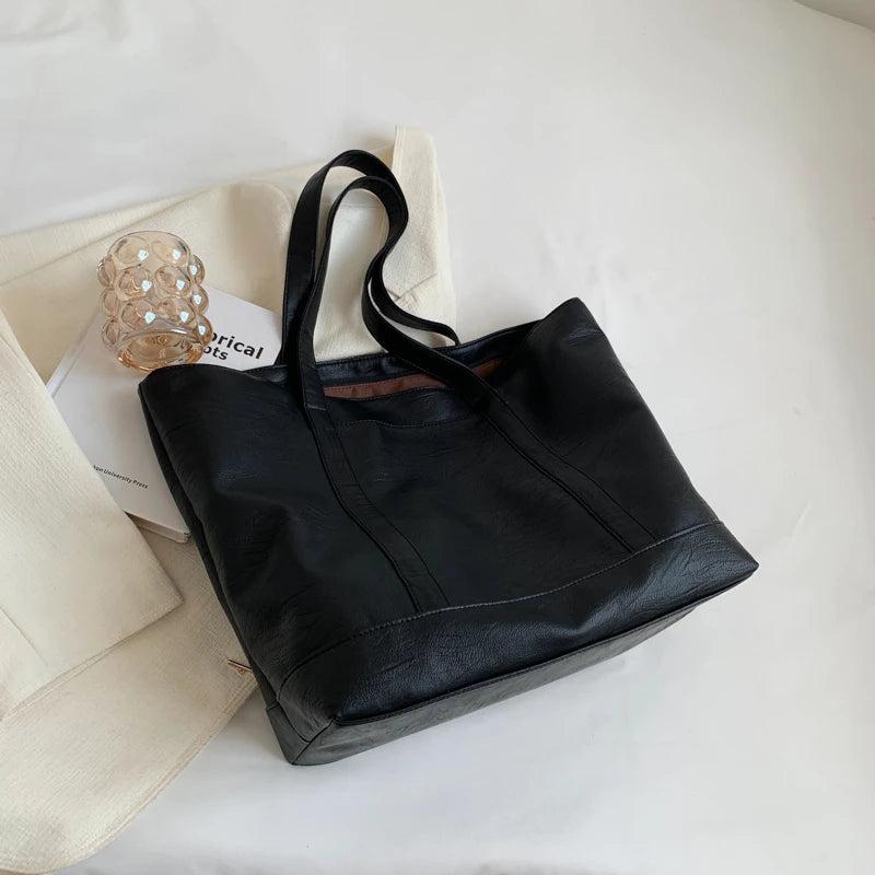 Large Capacity Soft Leather Women Bag Travel Shoulder Bag Tote Shopper Handbag