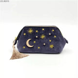 Anime Printed Velvet Star Moon Tassel Cosmetic Storage Bag