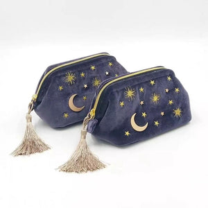 Anime Printed Velvet Star Moon Tassel Cosmetic Storage Bag