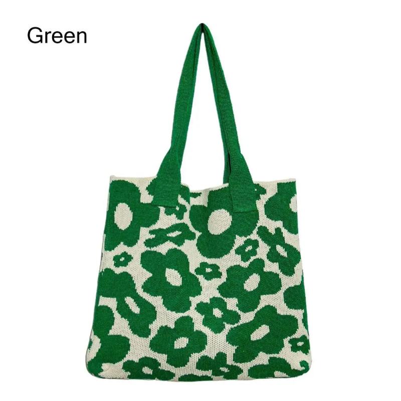 Casual Crochet Bags Satchel Bag Flowers Shoulder Bags Knitted Women's Handbags