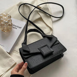 Matte PU Leather Messenger Bag with Knot Handle