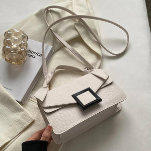 Matte PU Leather Messenger Bag with Knot Handle