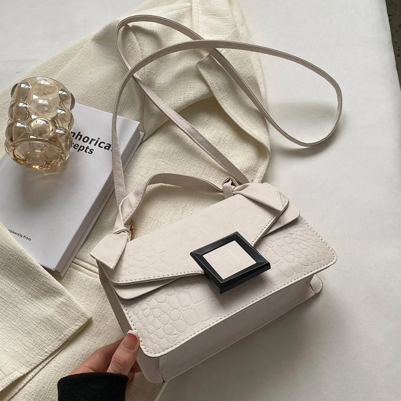 Matte PU Leather Messenger Bag with Knot Handle