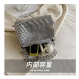 Diamonds Shoulder Crossbody Square Bags For Women Small Zipper Handbag