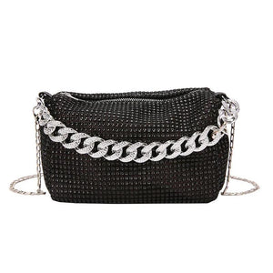 Diamonds Shoulder Crossbody Square Bags For Women Small Zipper Handbag