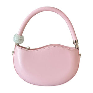 Small Pink Solid Handbag Sweet and Gentle Shoulder Messenger Bag