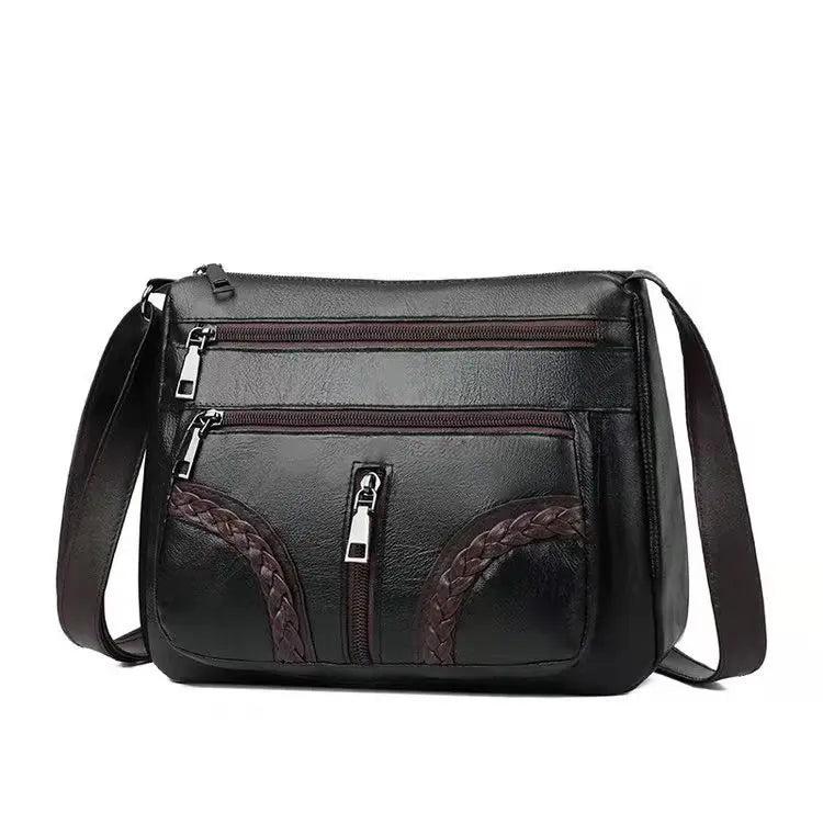 Soft Leather Shoulder Messenger Bag for Fashionable Mothers