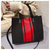 Ladies Canvas Business Commuter Shoulder Bag Stripe Hit Briefcase