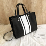 Ladies Canvas Business Commuter Shoulder Bag Stripe Hit Briefcase