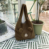 Bear Pattern Ladies Tote Bag Large Capacity Soft Casual for Holiday Party