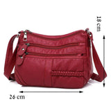 Women's Soft Leather Shoulder Bags Multi-Layer Crossbody Handbag