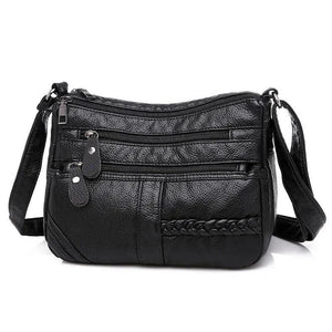 Women's Soft Leather Shoulder Bags Multi-Layer Crossbody Handbag