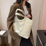 Rhombic Lattice Commute Bag Quilted Large Capacity Soft Casual Vintage