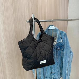 Rhombic Lattice Commute Bag Quilted Large Capacity Soft Casual Vintage