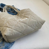 Rhombic Lattice Commute Bag Quilted Large Capacity Soft Casual Vintage