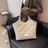 Rhombic Lattice Commute Bag Quilted Large Capacity Soft Casual Vintage