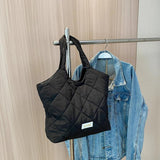 Rhombic Lattice Commute Bag Quilted Large Capacity Soft Casual Vintage