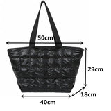 Winter Women Down Feather Padded Shoulder Bag High Capacity Shopper Bag