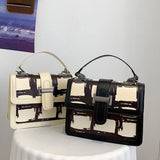 Vintage Square Handbags Shoulder Bags Pu Leather Messenger Bags
