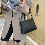 Vintage Cross-body Chain Handbags PU Texture Totes Large Capacity