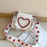 Heart Wide Shoulder Strap One Shoulder Bag For Girls Chain Hangbags