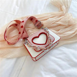 Heart Wide Shoulder Strap One Shoulder Bag For Girls Chain Hangbags