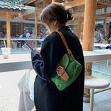 Vintage Patchwork Green Shoulder Bag Women