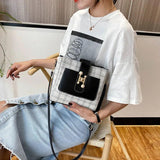 Checkered One-Shoulder Diagonal Bucket Bag
