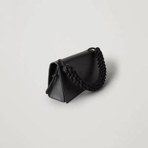 Vintage PU Satchel with Weave Handle and Zipper