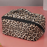 Leopard Print Makeup Bag Large Capacity Soft PU Leather Cosmetic Pouch