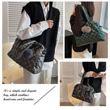 Quilted Shoulder Bag Large Capacity with Pompom Pendant Lady Handbag