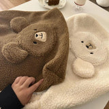 Fluffy Underarm Bag Large Capacity Bear Pattern Casual for Holiday Party