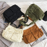 Canvas Big Size Handbag High Street Hip Hop Zipper Messenger Bag