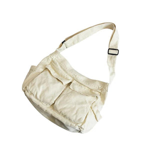 Canvas Big Size Handbag High Street Hip Hop Zipper Messenger Bag